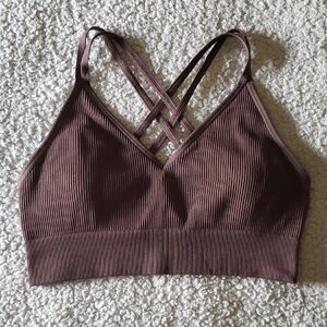 Aerie Ribbed V-Neck Strappy Racerback Seamless Bralette